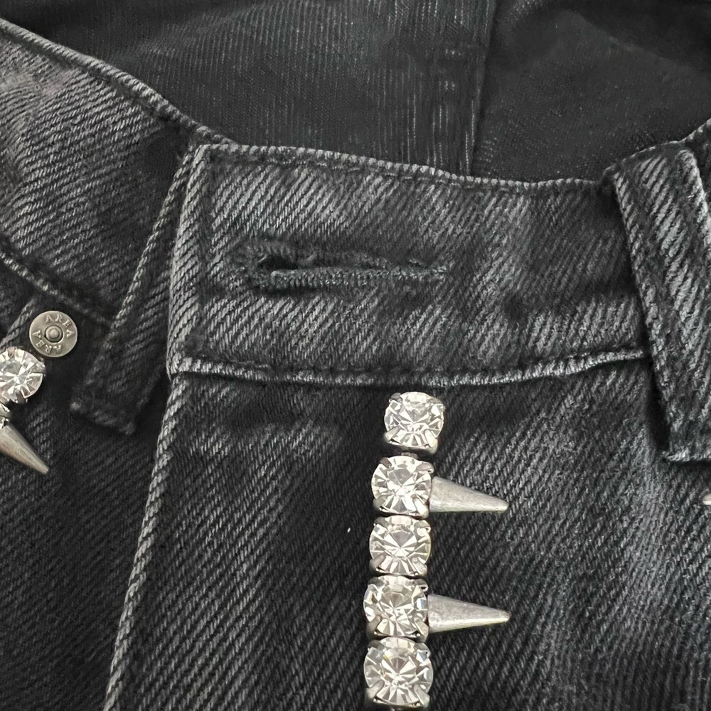 AREA NYC Crystal Backslit Jeans in Black Sz 6 - Picture 11 of 13